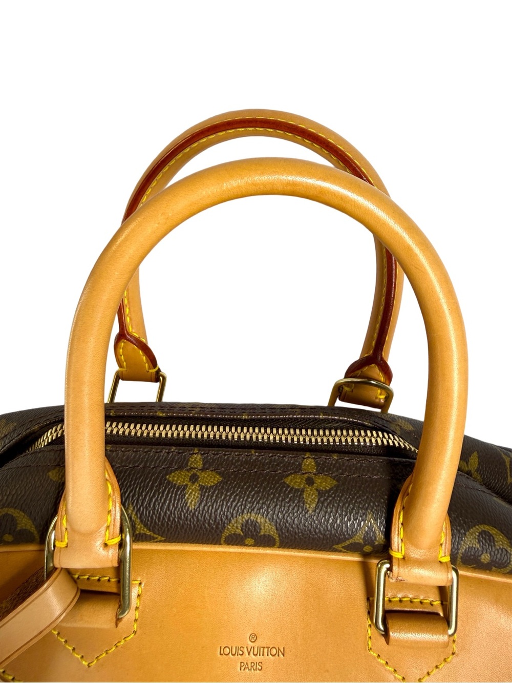 Louis Vuitton Deauville Monogram Satchel in Brown and Tan Leather Trim - Picture 4 of 16